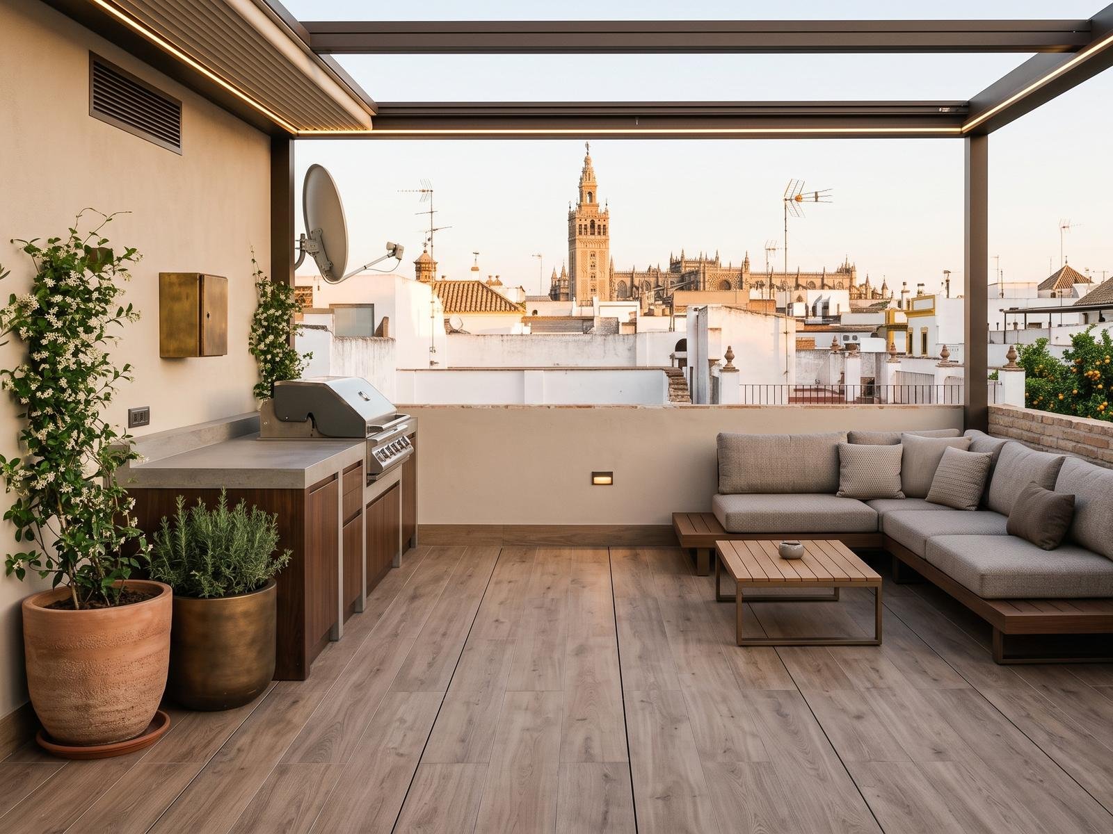 Terraza antes de la reforma de confort exterior en Santa Cruz, Sevilla